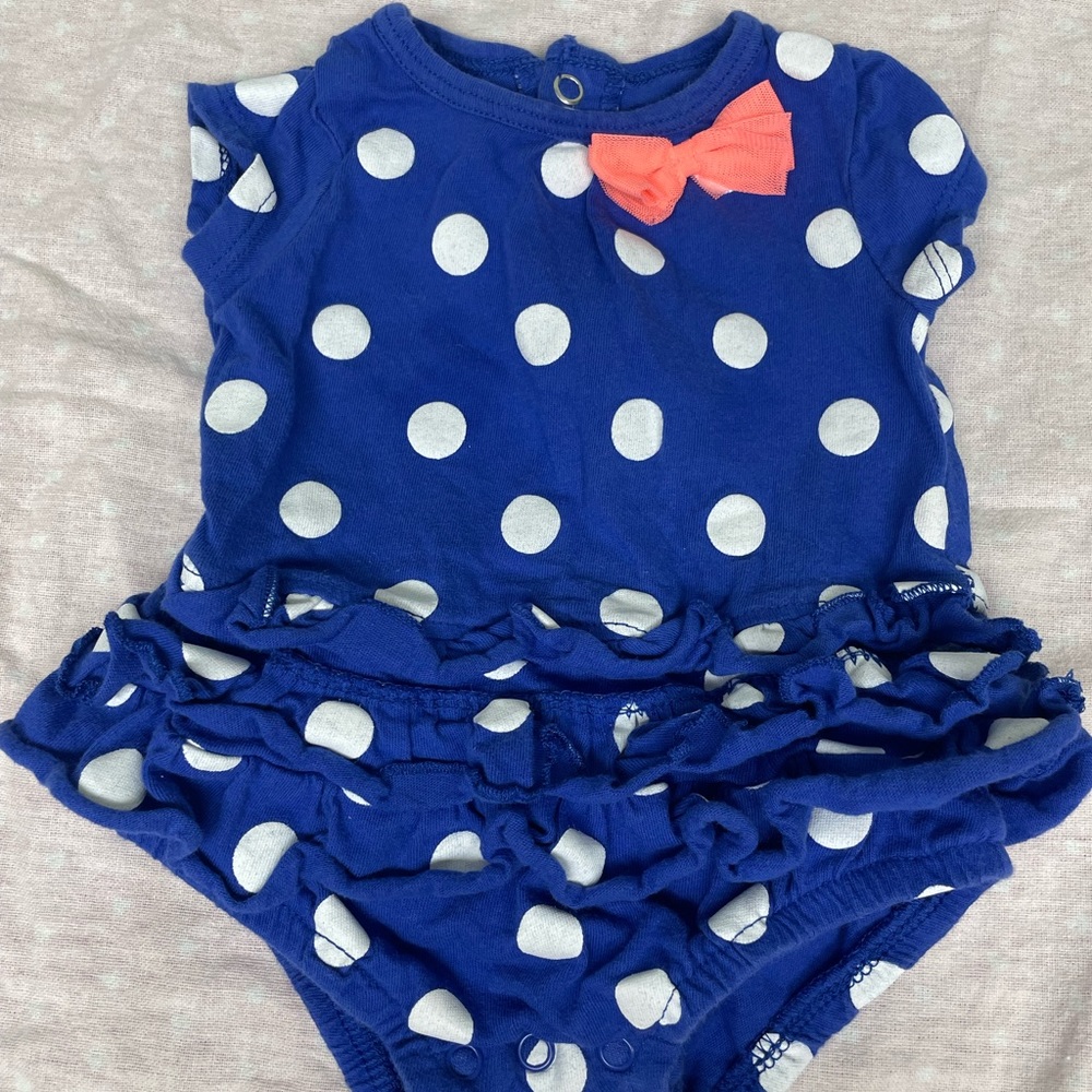 Carters blue polka dot baby girls summer one piece romper